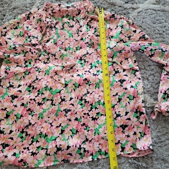 Zara Floral Long Sleeve Blouse M - Picture 9 of 11